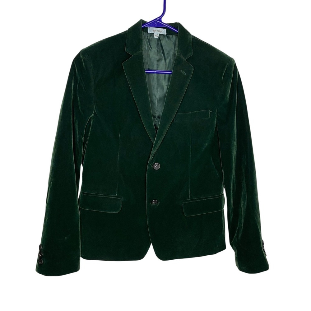 Class Club Boys Hunter Green Velvet Velour Sport Coat Blazer Size 14/16